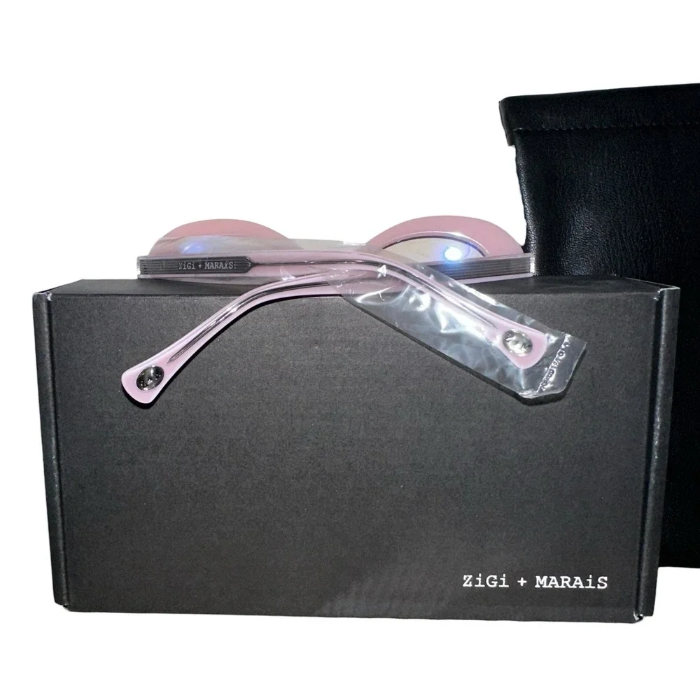 Zigi + Marais‎ Elsa Pink Oval Blue Light Glasses Milky Pink Anthropologie